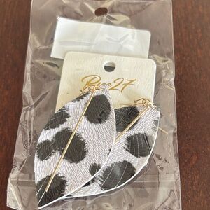 Black and White Leaf Earrings